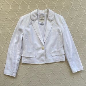 Madewell The Sutter Crop Blazer Linen White Small